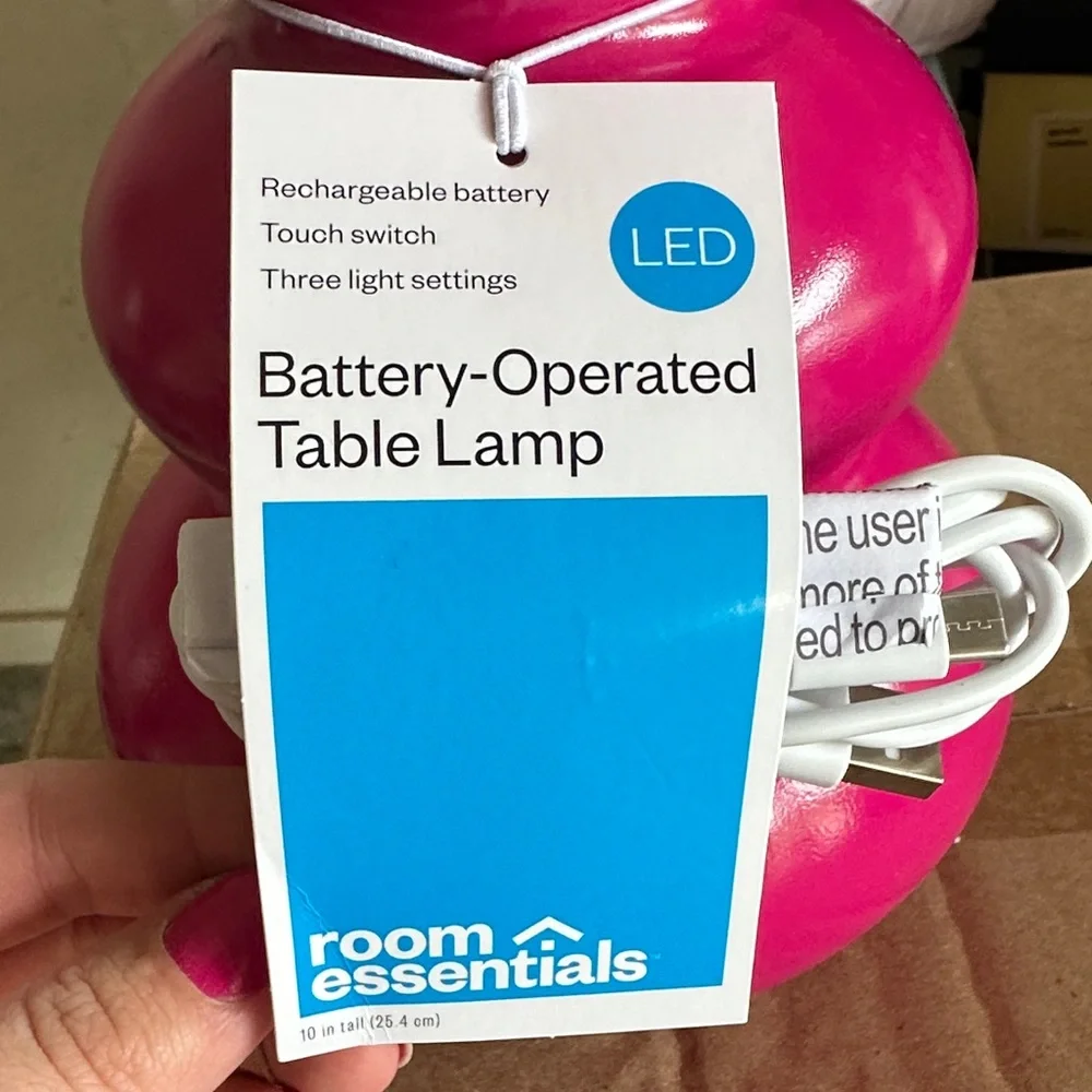 2 Room Essentials Pink Battery-Operated LED Table Lamps